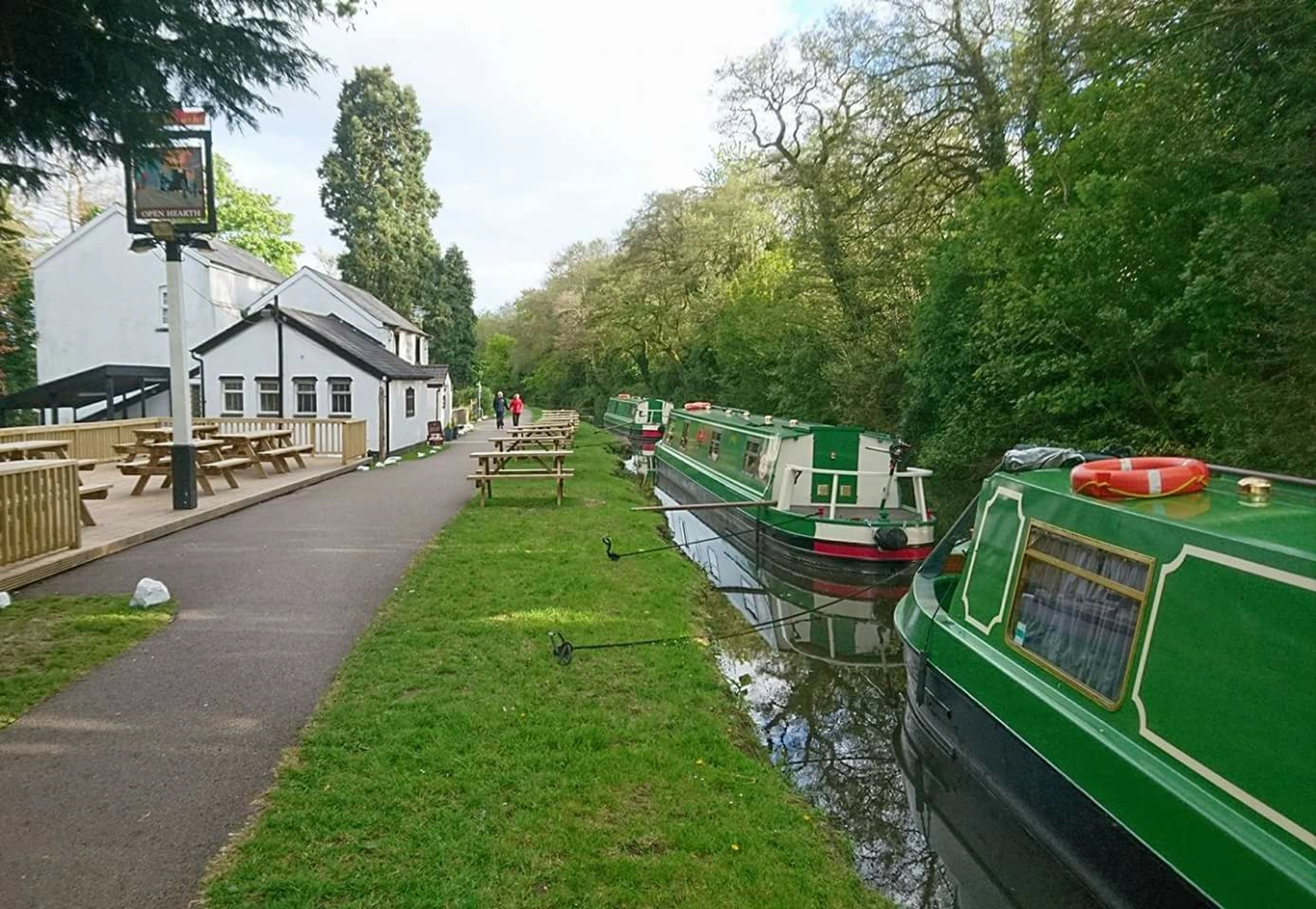 Warm canal-side countryside setting at golden hour